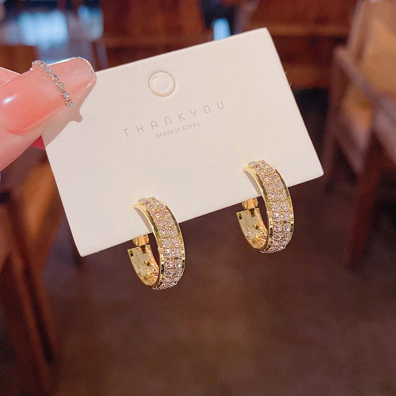 Khuyên Tai Tròn Mạ Bạc 925 Đính Đá Sang Trọng