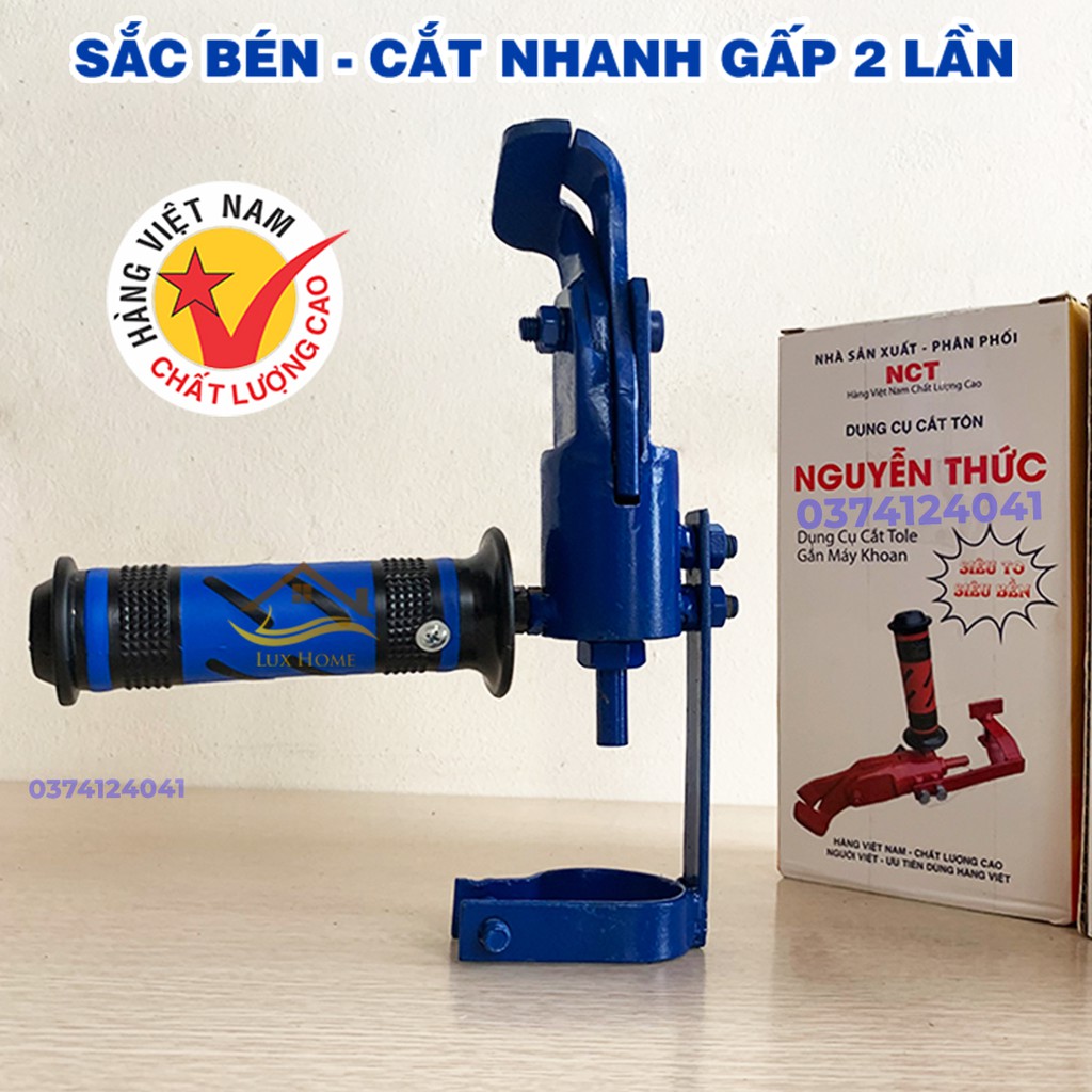 Kéo cắt tôn gắn máy khoan - Lưỡi Cắt Tôn Nguyễn Thức - Lưỡi cắt sắt, inox dày 1,3 ly - Dụng cụ cắt tole - Bộ kit cắt tôn