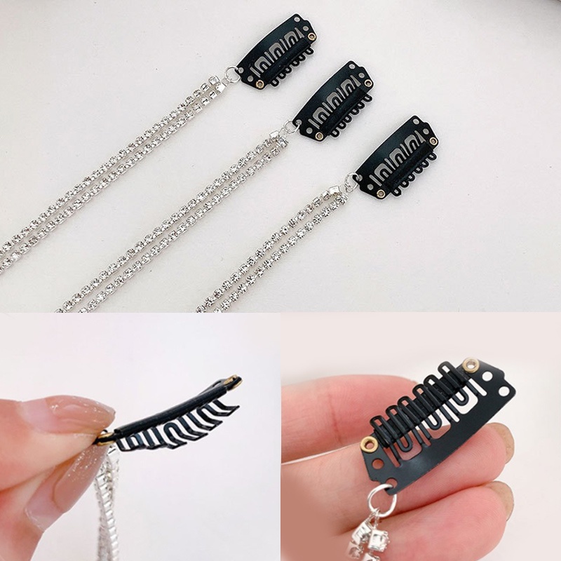 Kẹp tóc chuỗi tua rua đính đá nhân tạo lấp lánh sang trọng thời trang dành cho nữ
