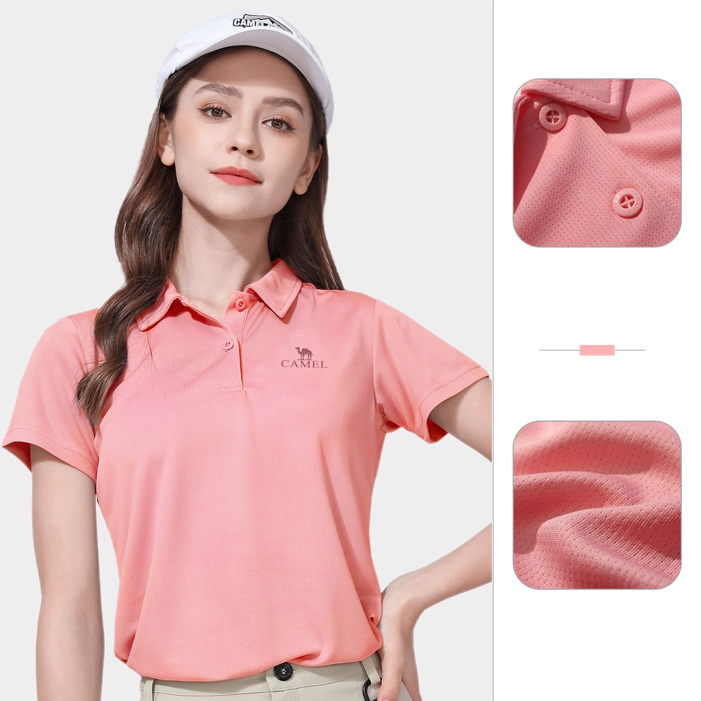 Áo polo CAMEL tay ngắn cổ bẻ chất liệu nhanh khô dành cho nữ