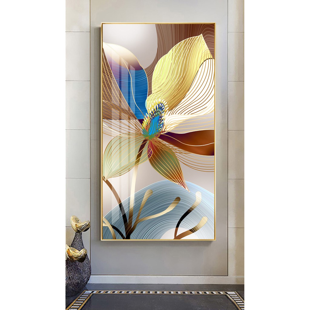 Tranh treo tường hiện đại hoa nghệ thuật trừu tượng chất liệu bóng kính hoặc vải canvas ZTU_61763