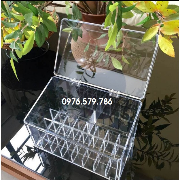 Hộp đựng 24 ô son + 2 ngăn có nắp đậy