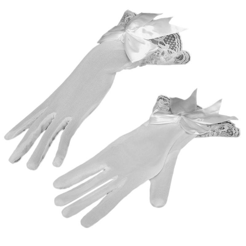 Găng Tay Ren Hở Ngón Đính Nơ Gợi Cảm Cho Nữ