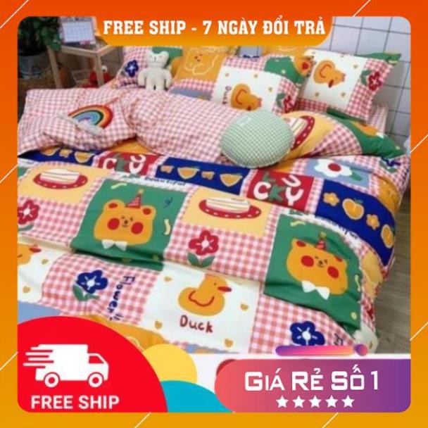 Chăn ga gối cotton poly nhập khẩu mẫu hình thú bộ 4 món Chăn, ga , 2 vỏ gối