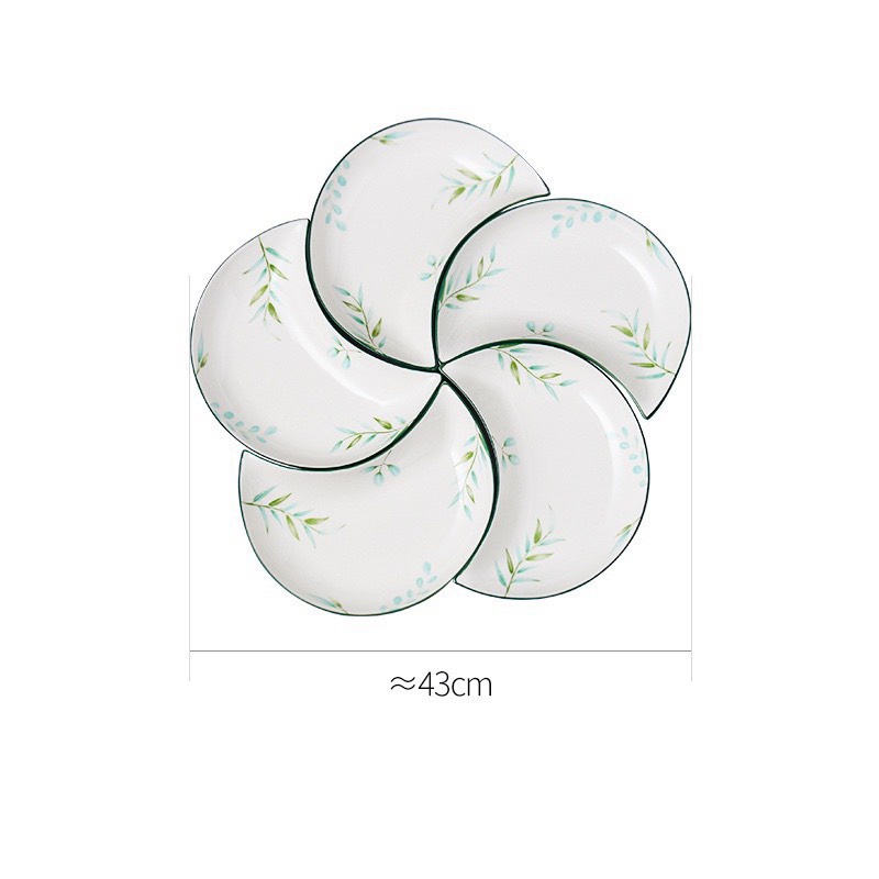 Bộ bát đĩa decor gốm sứ siêu đẹp sét mặt trăng 5 cánh