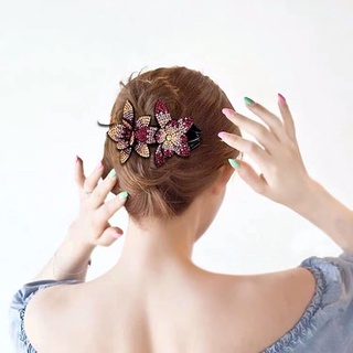 Kẹp tóc đính đá hình hoa thanh lịch cho nữ
