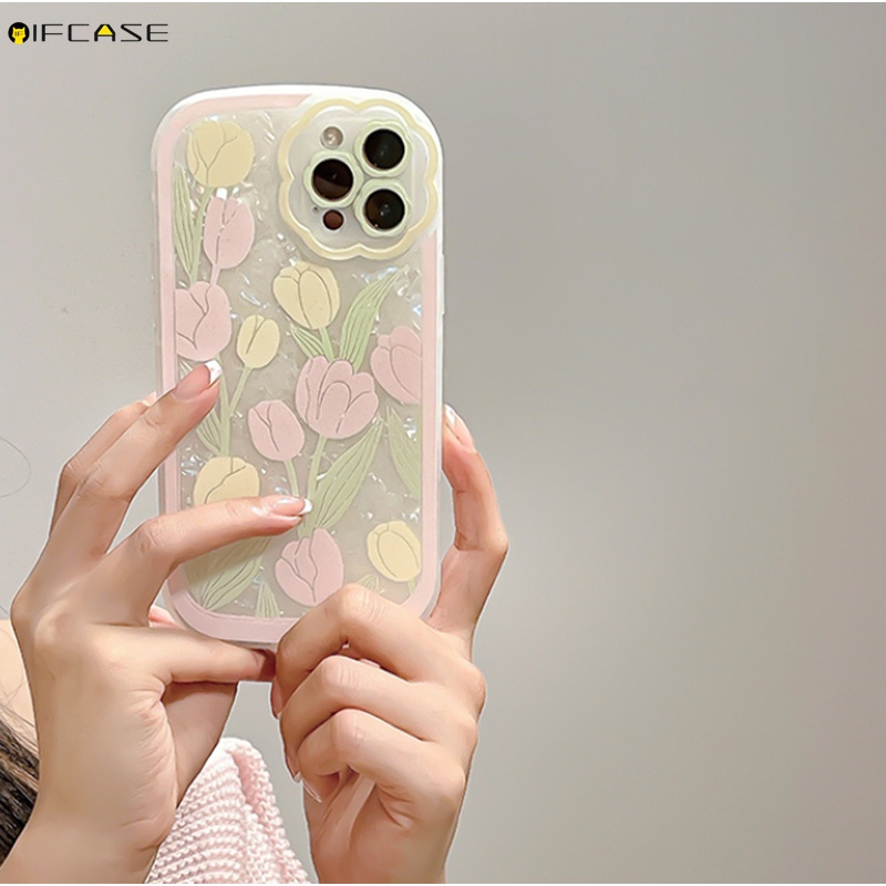 Ốp Điện Thoại TPU Mềm Trong Suốt Họa Tiết Hoa Tulip Cho iPhone 13 12 12 11 Pro Max XS Max XR X