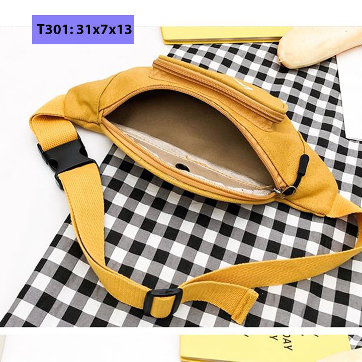 Túi bao tử đeo chéo vải bố unisex nam nữ đeo bụng đeo trước ngực Douciyuan cá tính T301 | BigBuy360 - bigbuy360.vn