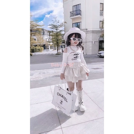 Chân váy da bèo tầng cho bé gái