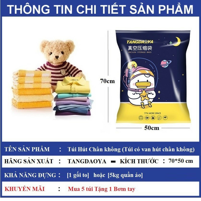 Túi hút chân không set 3 SIZE bọc đựng quần áo chăn màn mền giày dép xếp vali kèm bơm điện, Chống nấm mốc, gọn gàng