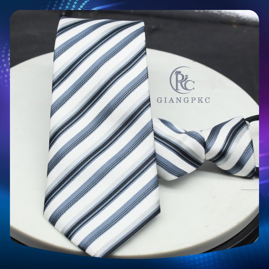 Cà vạt nam 8cm thắt sẵn dây kéo tiện lợi hàng 3 lớp lót silk Giangpkc36