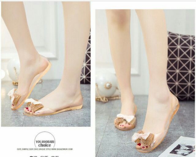 Giày nhựa nơ vải cườm | BigBuy360 - bigbuy360.vn