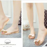 Giày nhựa nơ vải cườm