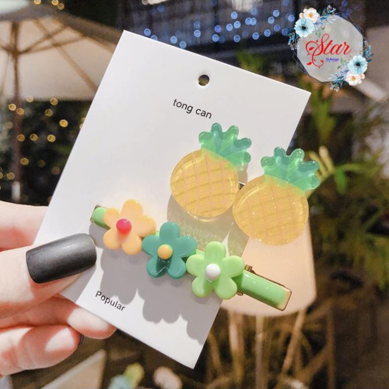 Set 2 Kẹp tóc bấm màu hoa quả hottrend C10