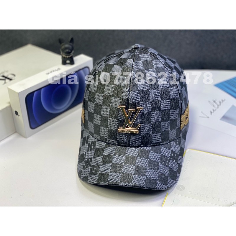 Nón kết lưỡi trai Da ô vuông mạc sắt L / V thời trang