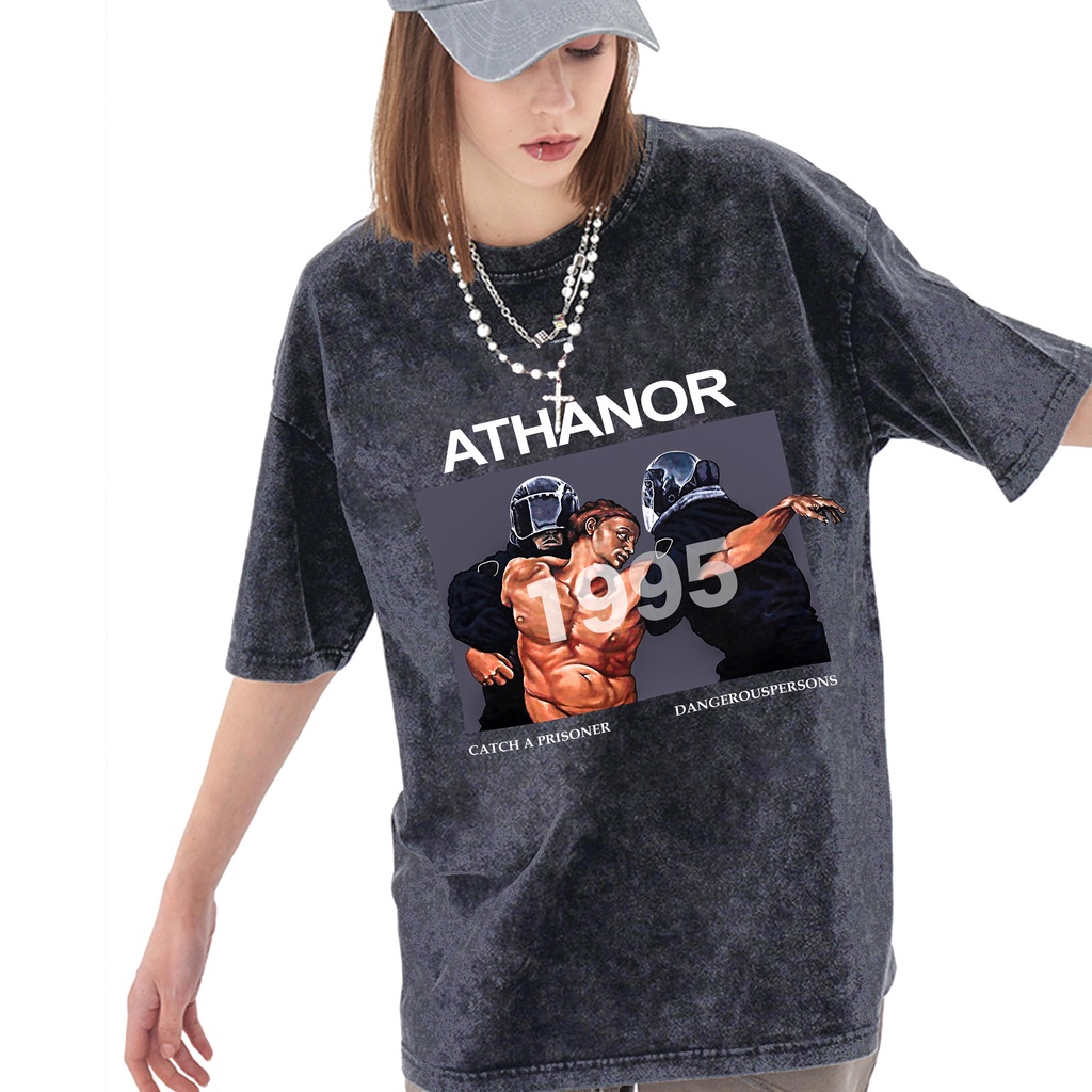 Áo thun ATHANOR tay lỡ wash 100% cotton dáng rộng unnisex mẫu 1995