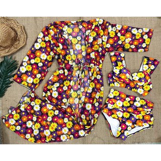 Set 3 bikini phối choàng voan và chân váy voan
