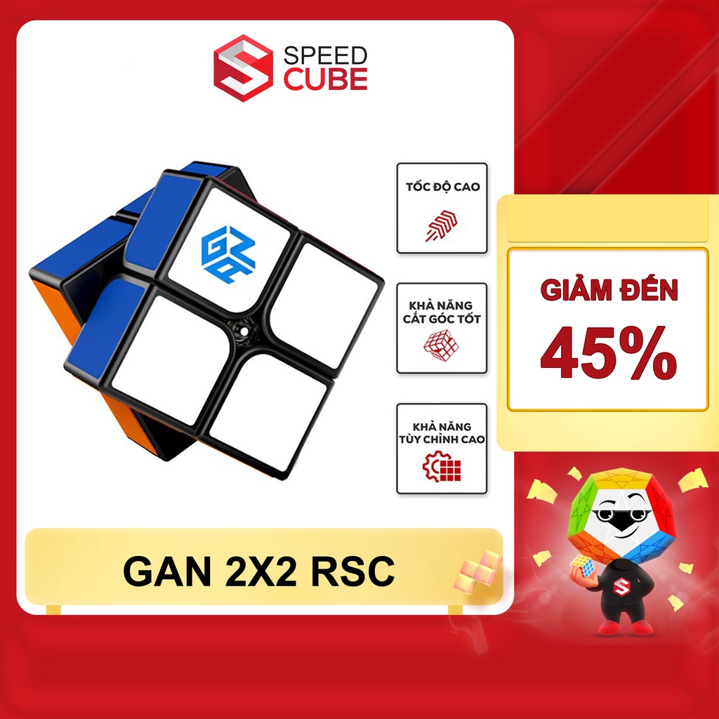 Rubik GAN 2x2 RSC Cao Cấp Viền Đen, Rubik 2x2x2 Chính Hãng Gan - Shop Speed Cube