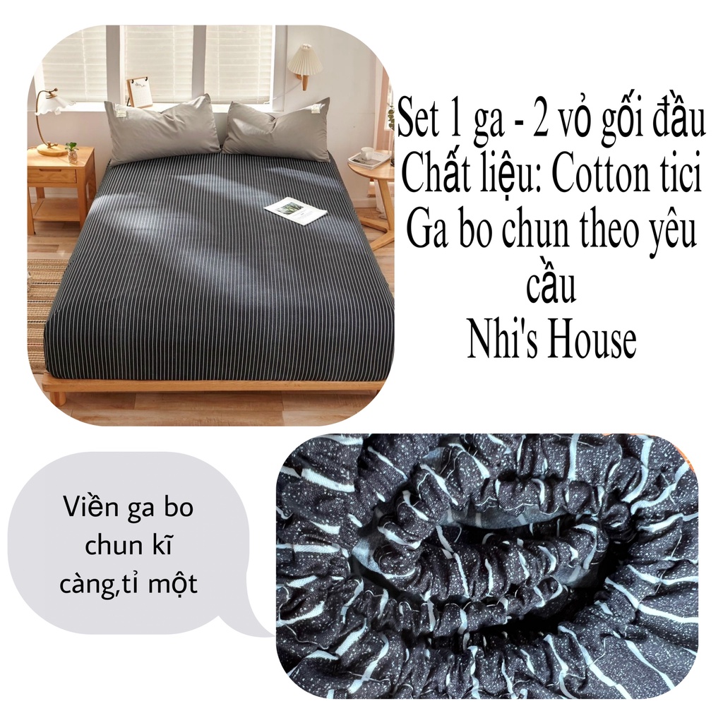 Set ga gối cotton tici kẻ mới, vải mềm đẹp,không xù lông,không phai màu | BigBuy360 - bigbuy360.vn