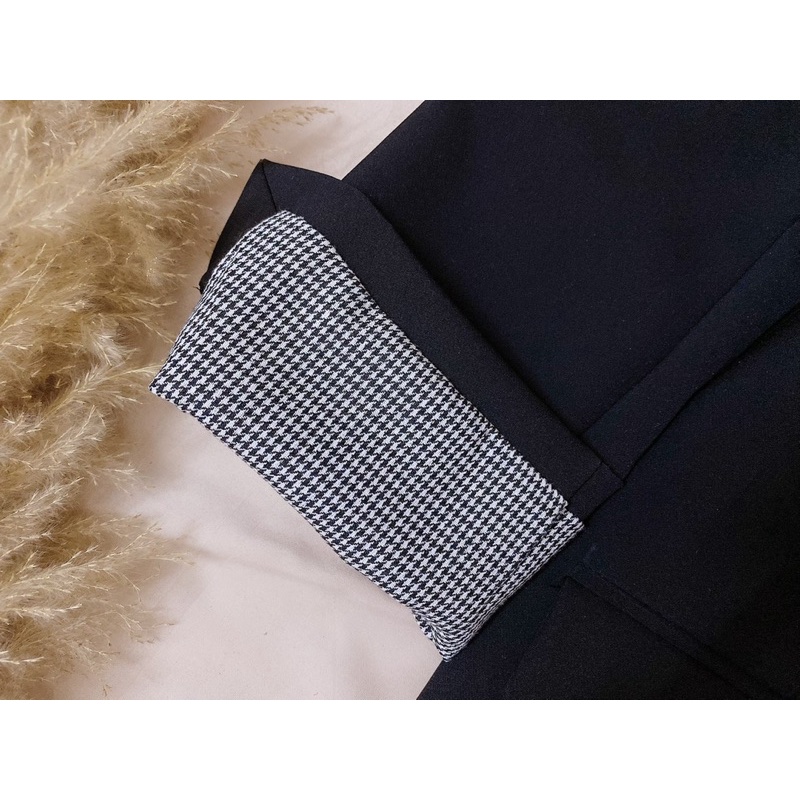 AK6 - Áo khoác blazer dáng dài phối tay