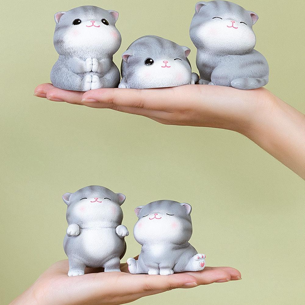 Mô Hình Chú Mèo Bằng Nhựa Resin Thủ Công Trang Trí Tiểu Cảnh Làm Quà Sinh Nhật Cho Bé