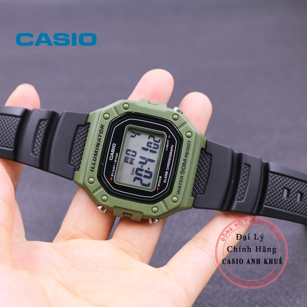 Đồng hồ điện tử nam Casio W-218H-3AVDF dây nhựa