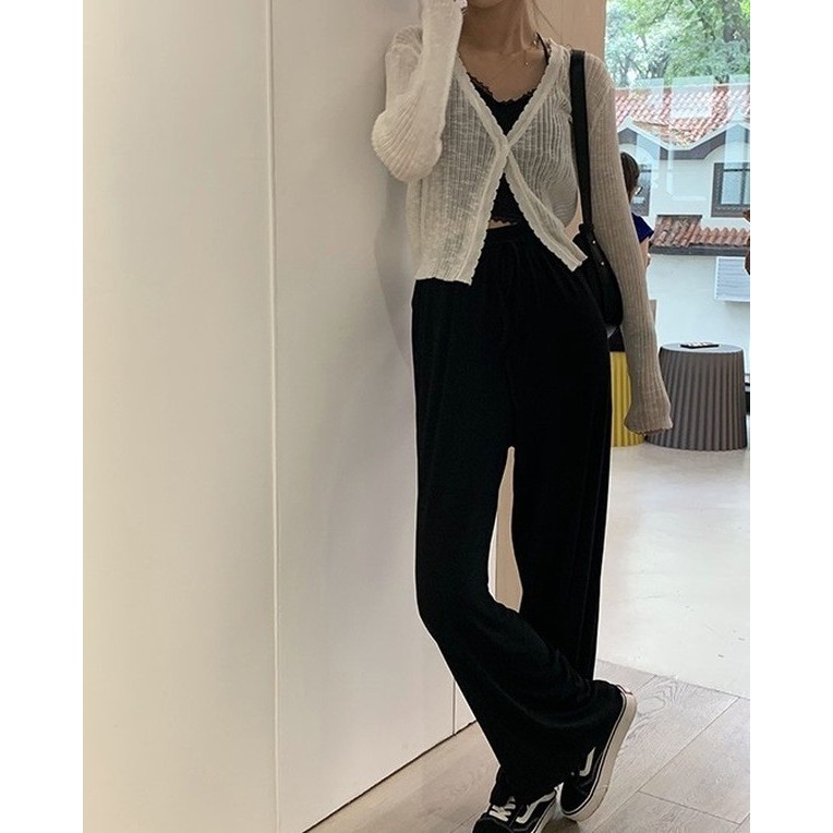 [SẴN XANH+ĐEN SỐ LƯỢNG ÍT] Áo cardigan mỏng nhẹ 1 cúc style ulzzang Korea (trắng/đen/xanh) | BigBuy360 - bigbuy360.vn
