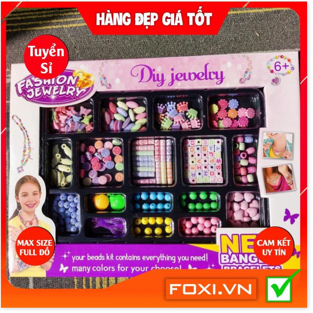 Bộ xâu hạt làm trang sức vòng tay- vòng cổ thủ công-nhiều mẫu cho bé gái-Bé thỏa sức sáng tạo
