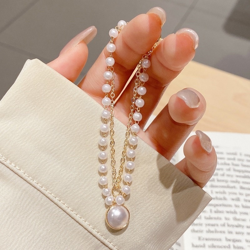 Vòng tay hạt châu trắng dễ thương cho bạn gái