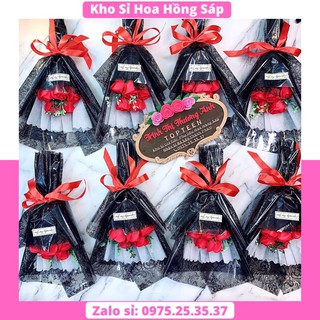 Hoa Sáp 008 Hoa Hồng Sáp Bó 5 Bông Mẫu Mới Giấy Kín Không Nhăn