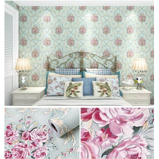Decal giấy dán tường hoa trà xanh giấy dán tường có keo sẵn decal dán tường khổ 45cmx10m