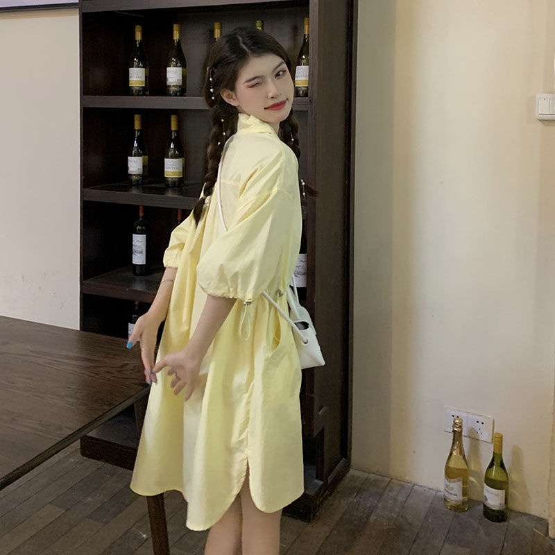 Đầm Sơ Mi Tay Phồng Thời Trang Hàn Quốc Xinh Xắn