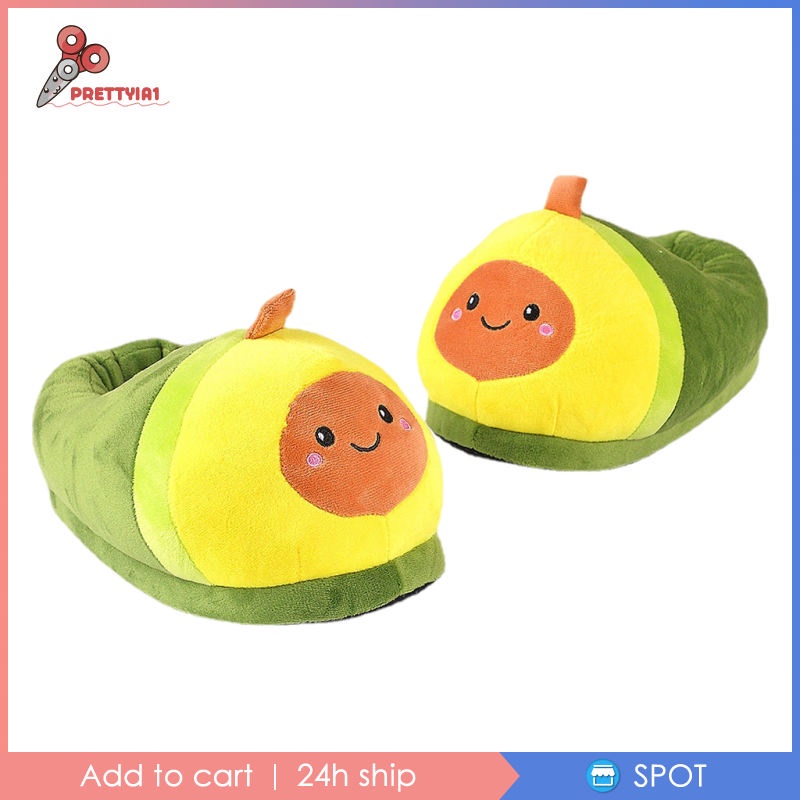 [Prettyia1] Dép Bông Đi Trong Nhà Hình Quả Bơ Giữ Ấm Mùa Đông Cho Nữ
