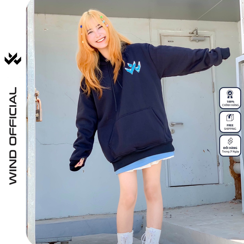 Áo hoodie form rộng WIND unisex nỉ bông HD22 Tuyết thời trang nam nữ oversize ulzzang