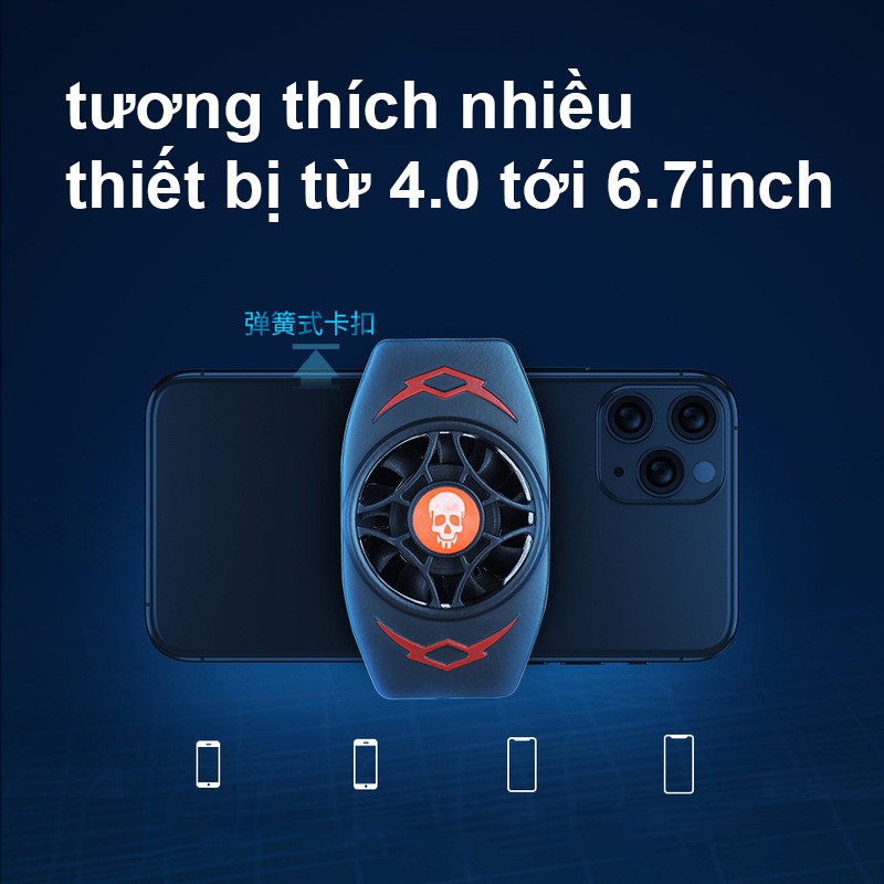 Quạt kẹp điện thoại tản nhiệt khí G6 quạt mạnh cực mát cổng USB dây dài 1m (đen)