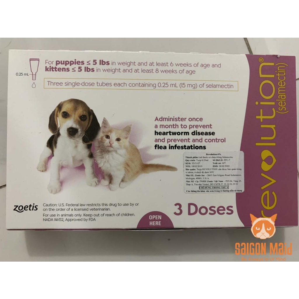 1 Tuýp Nhỏ Gáy Revolution Dành Cho Chó Mèo &lt;2,5kg (1 tuýp)