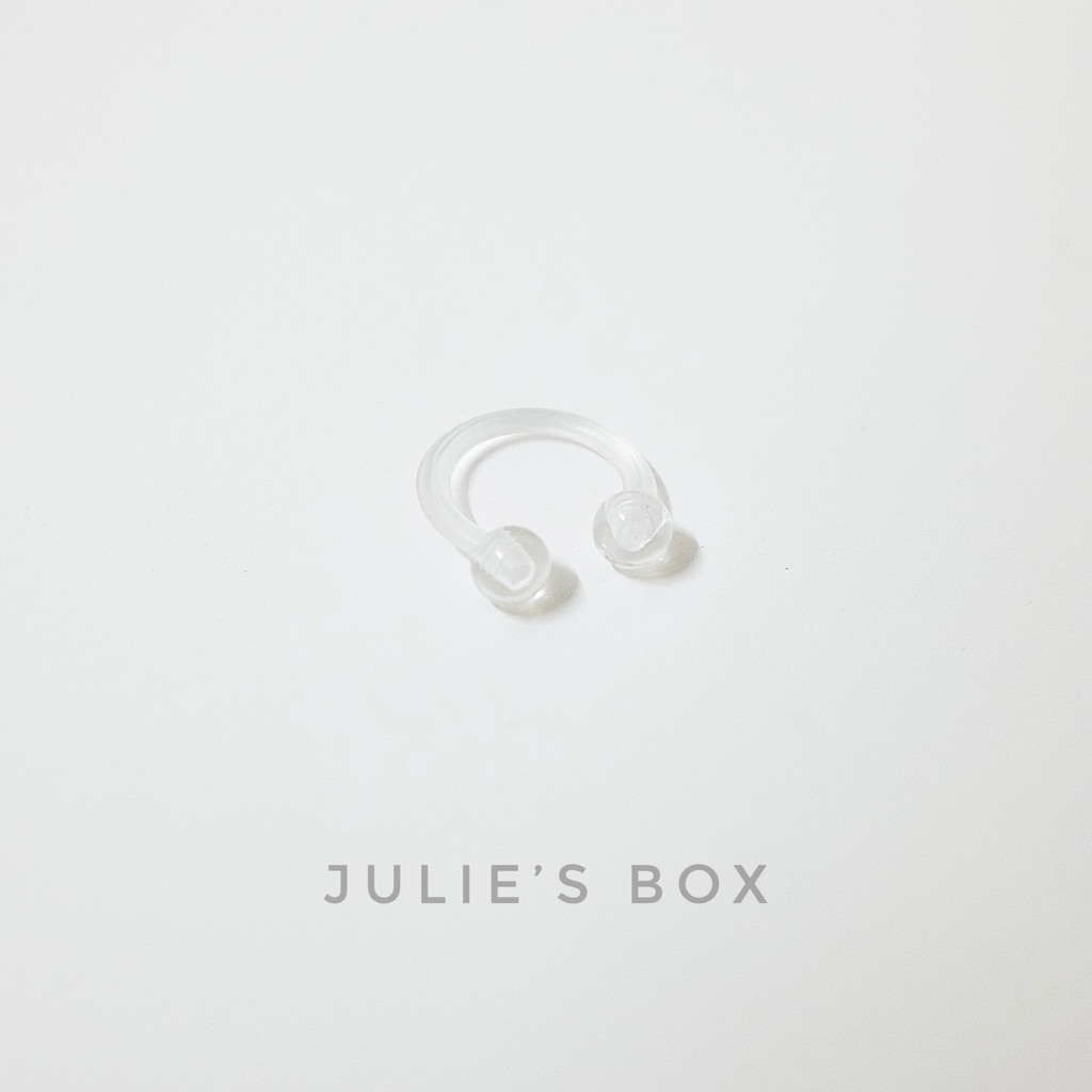 Khuyên Tai Titan Unisex Chữ U Trong Suốt Nhựa Không Gỉ Sét Không Ngứa Bông Tai Julies Box 66