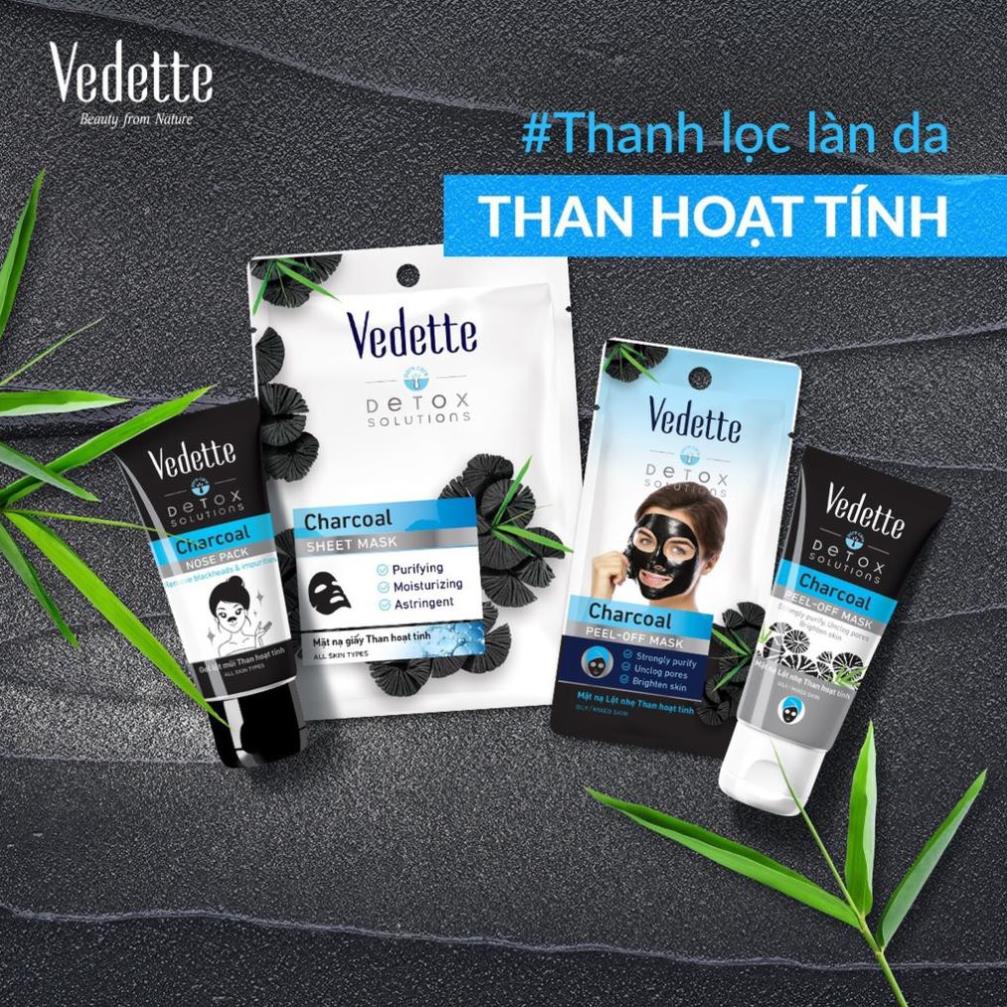 [Rẻ Vô Địch] Combo 5 Mặt Nạ Giấy Than Đen Hoạt Tính Vedette 22ml - Tươi Mát Và Sáng Khỏe Làn Da