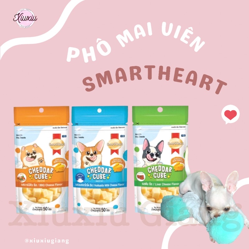 Phô Mai Viên Thưởng Cho Chó Cheddar Cube SmartHeart - Xiuxiu Giang