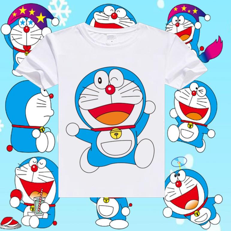 Áo thun nam nữ form rộng cá tính in hình Doraemon Áo thun hoạt hình từ bi