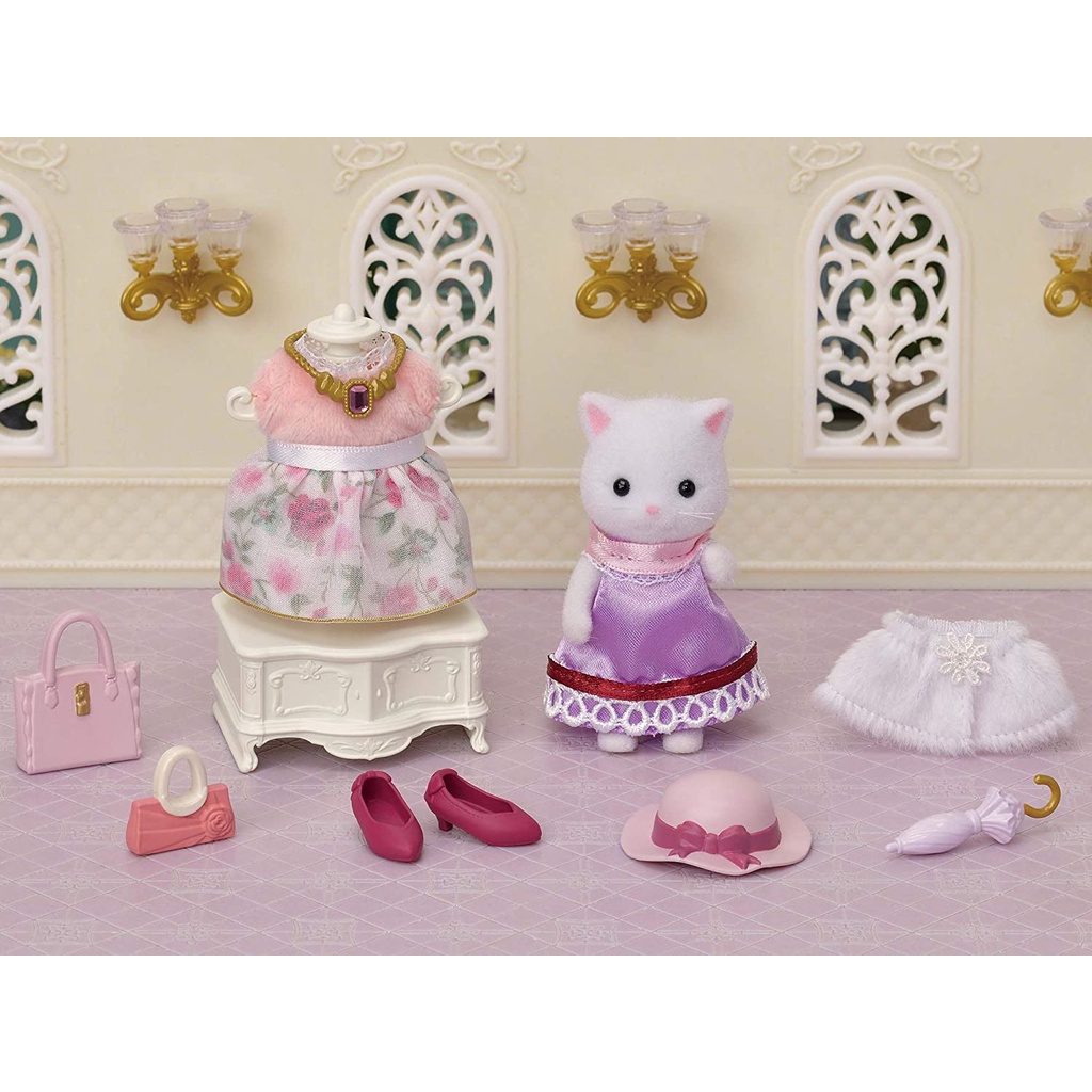 Đồ Chơi Sylvanian Families Thời Trang Thành Thị Của Quý Cô Mèo Persian Trắng Town Fashion Outfit Set Persian Cat