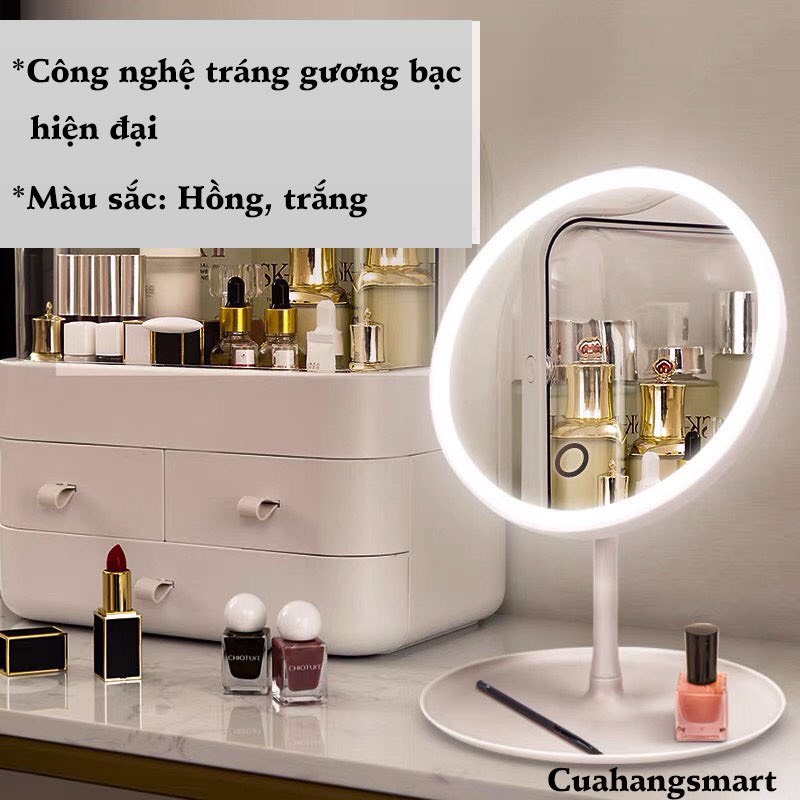 Gương để bàn trang điểm có ĐÈN LED, gương đèn LED cảm ứng cho phái đẹp - HÀNG CÓ SẴN