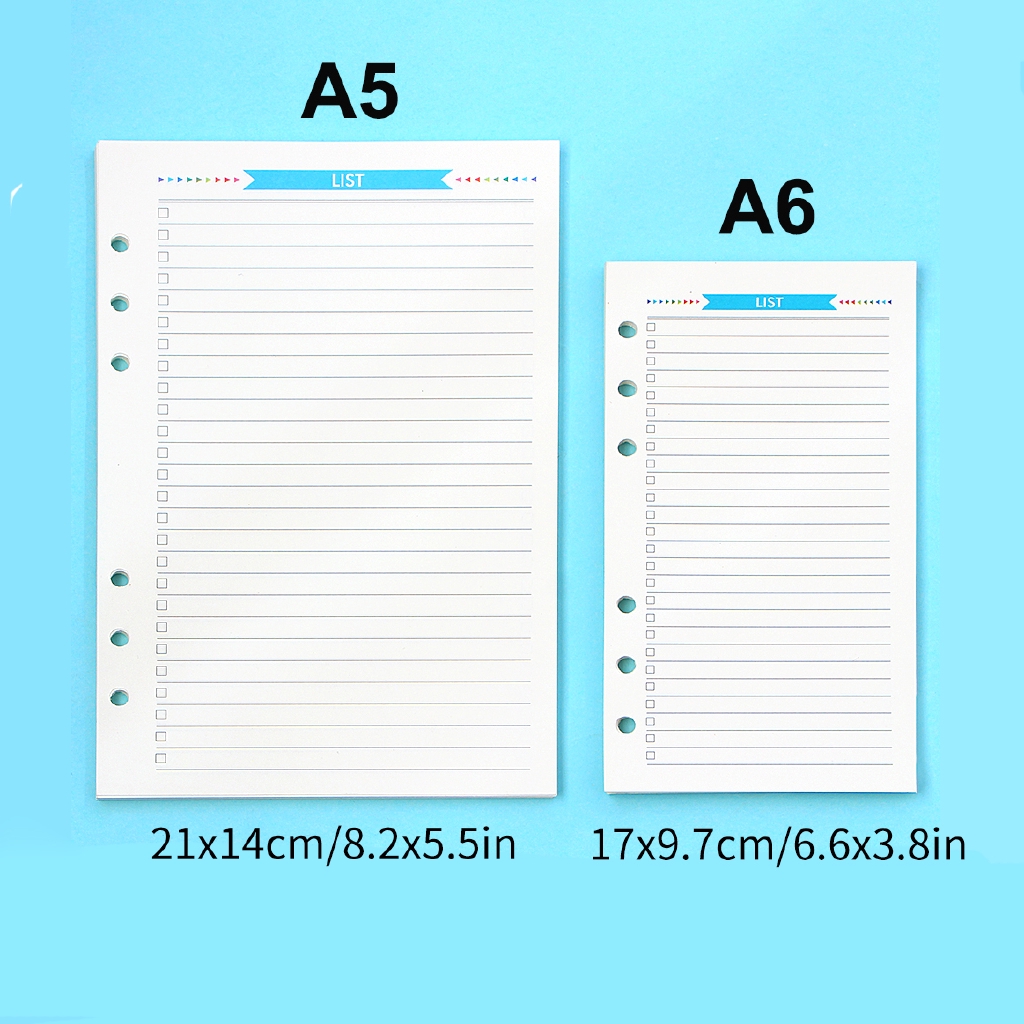 Giấy Làm Sổ Tay Lề Lò Xo Bìa Rời 6 Lỗ Khổ A6/A5 Thiết Kế Nhiều Màu Sắc