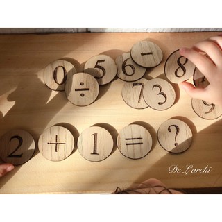 Bộ toán học tròn vo bằng gỗ 18 kí tự