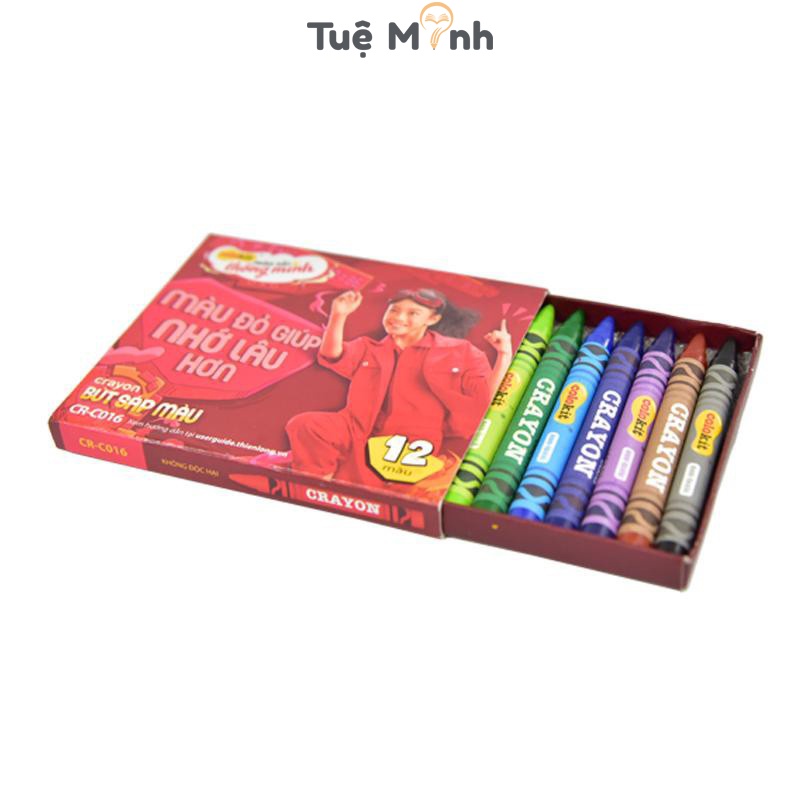 Bộ Sáp tô màu 12 màu Colokit Thiên Long CR-C016 bút sáp màu mỹ thuật an toàn màu đẹp