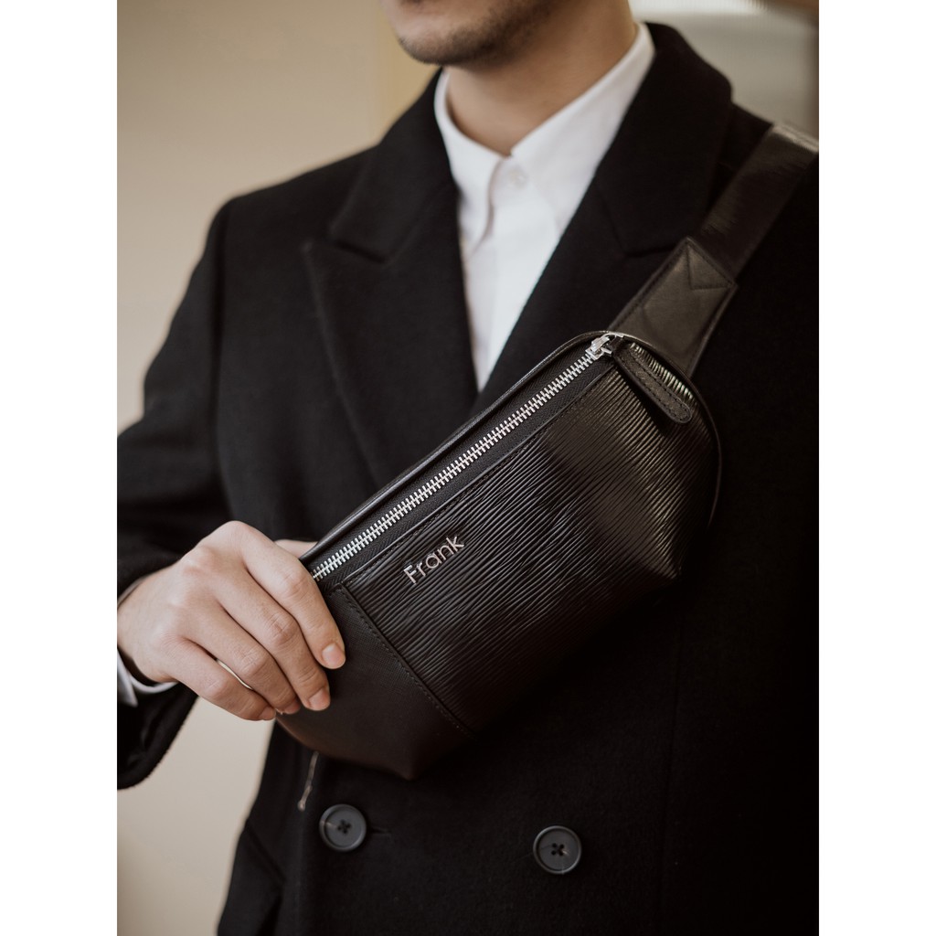 Túi Đeo Ngực Nam Da Bò Saffiano Cao Cấp FRANK Conary Sling Pouch, Túi Nam Sang Trọng Tiện Dụng