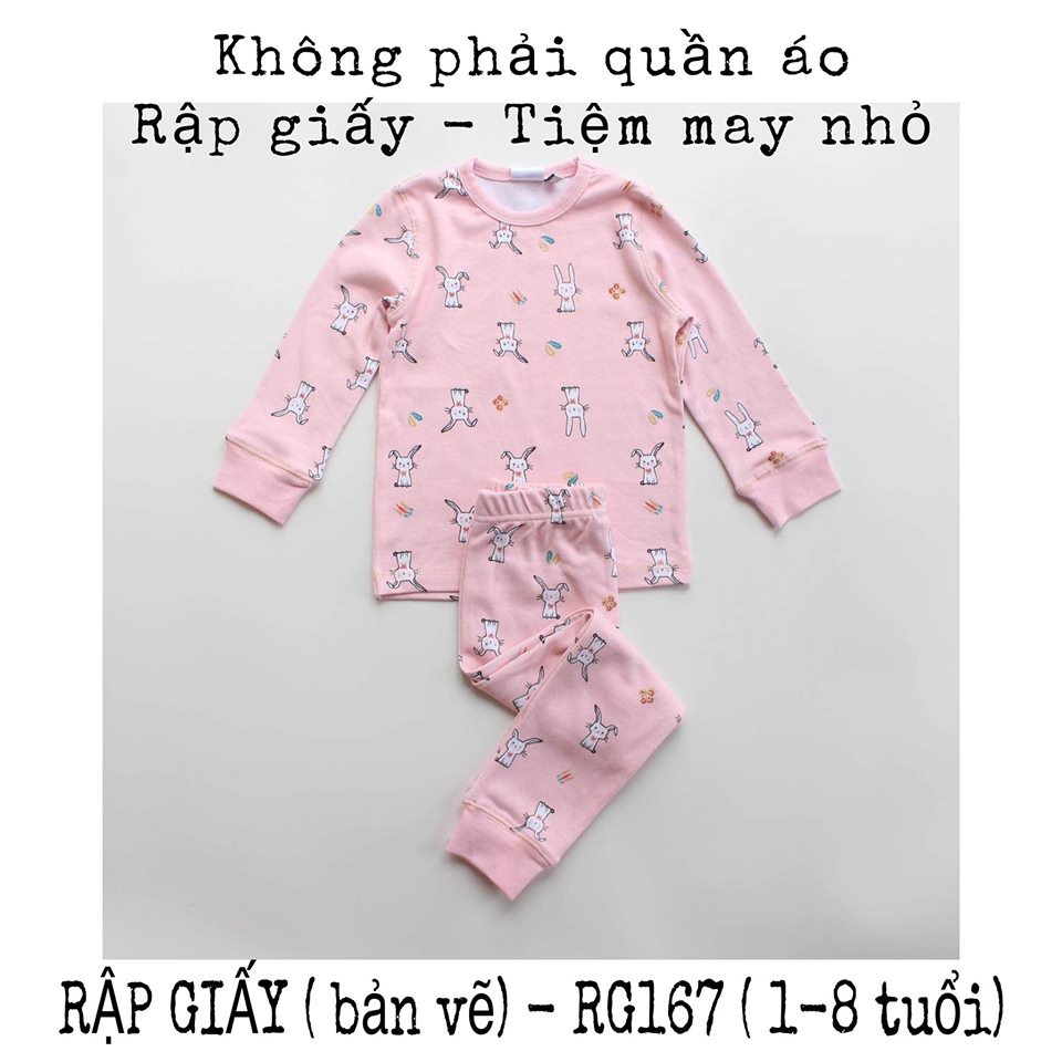 RG167_Rập giấy may bộ cổ tròn bé gái