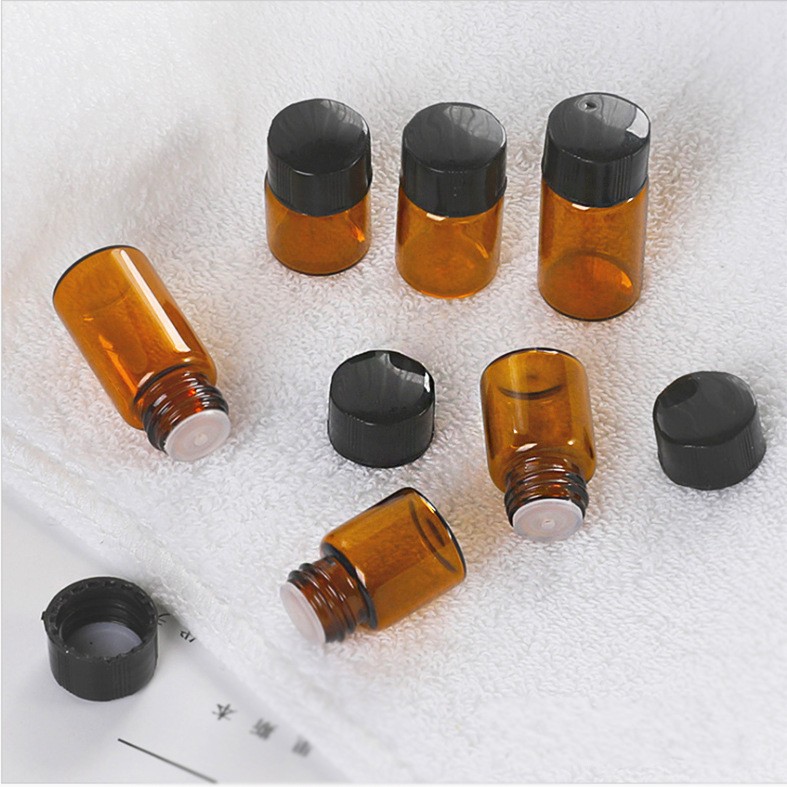 (Hàng Mới Về) 1 / 2 / 3ml Lọ Thủy Tinh Mini Chiết Tinh Dầu / Mỹ Phẩm Có Nắp Đậy Tiện Dụng