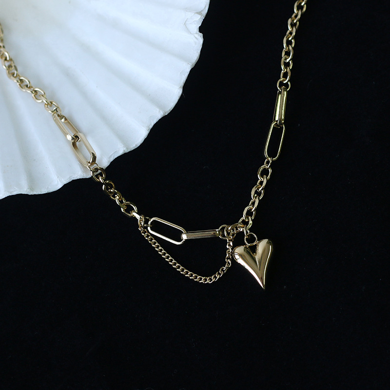 Dây Chuyền Thép Titan Mặt Hình Trái Tim Nhỏ Phong Cách Đường Phố Thời Trang 22670