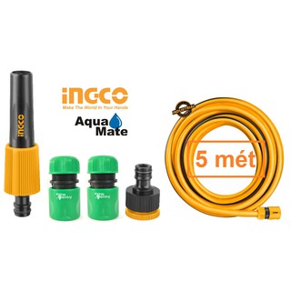 Bộ 5 mét ống nhựa PVC Fi21 khớp nối ống vòi xịt rữa tưới cây INGCO AQUAMATE